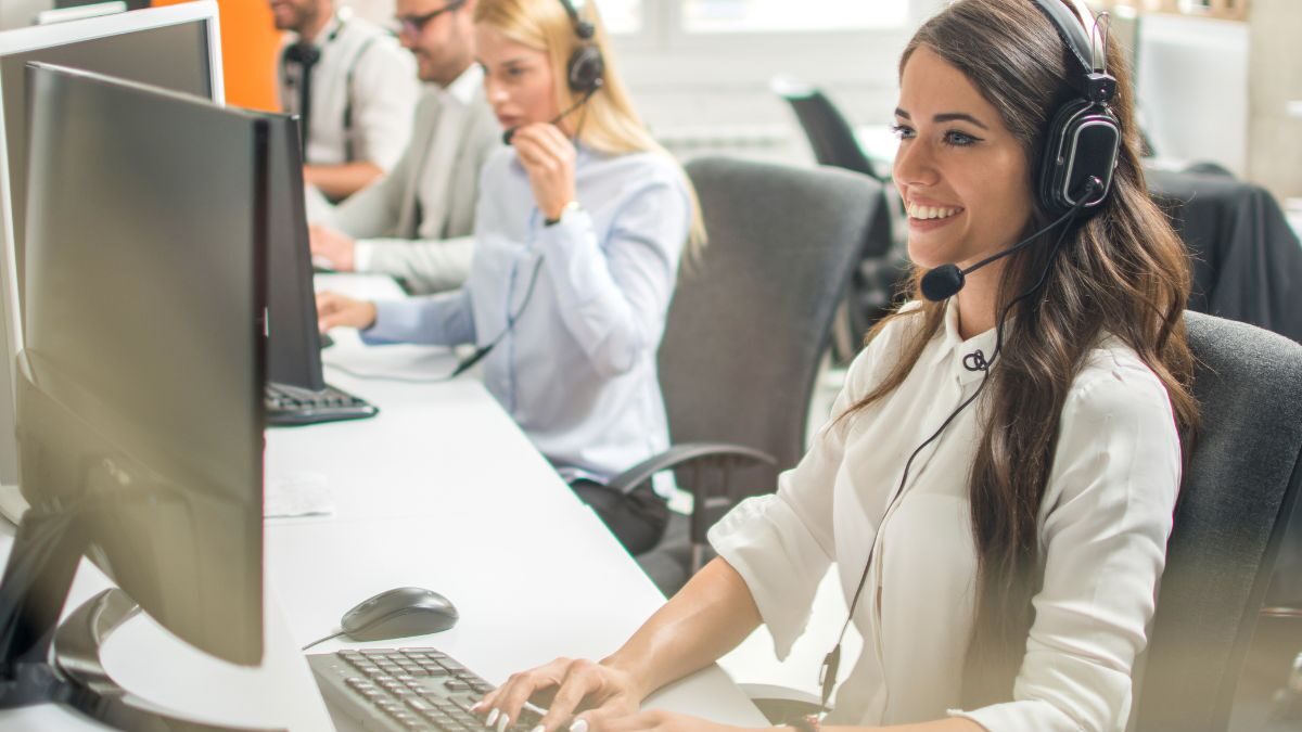 Office staff in a customer support center